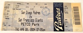 2004 Padres Vs. Giants Full Ticket April 08, 2004 - £6.87 GBP