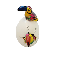 Tonala Pottery Hatched Egg Double Toucans Bright Colors Hand Painted Signed - £22.21 GBP