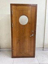 Vintage Original Maritime Theme Ship Wooden Door with Brass Porthole Window - $3,143.63