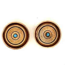 Vintage Gold Filled Edwardian Turquoise Stone Round Men&#39;s Suit Snap Cufflinks - £59.35 GBP