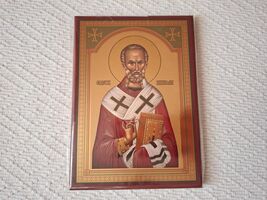 Handmade Serbian Orthodox Icon of St Nicolas (18cm x 13cm) - $19.99