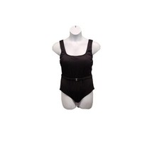 Jantzen One Piece Swimsuit Black Womens Size 14 Ribbed Detachable Belt - £19.33 GBP