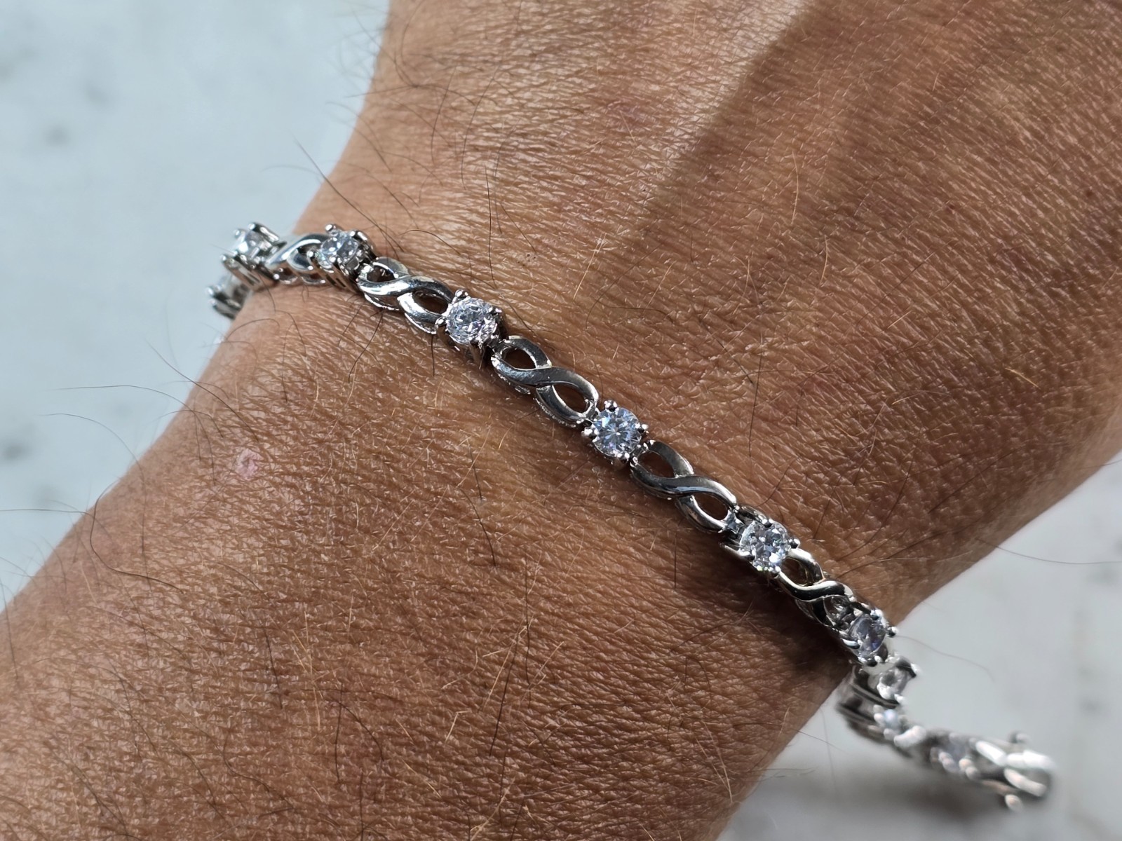 Womens Vintage Estate Sterling Silver CZ Tennis Bracelet, 12.3g E3693 Item image 4