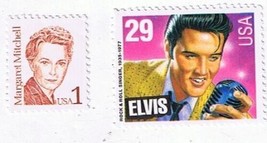 Stamps 29 Cent Elvis Plus 1 Cent Margaret Mitchell Gone With The Wind MNH - $0.68