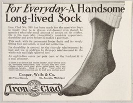 1920 Print Ad Iron Clad No. 398 Socks Cooper,Wells & Co. St Joseph,Michigan - $12.07