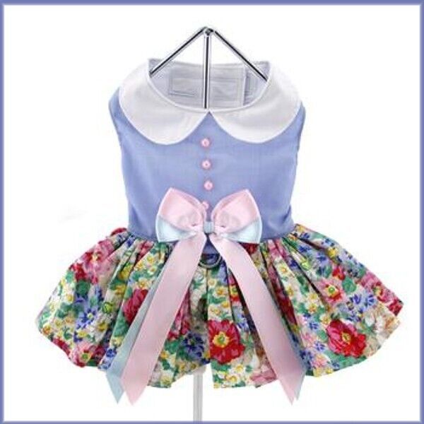 Primary image for NWT Doggie Design Floral Multi-Color Pearl Harness Dress with Matching Leash XS