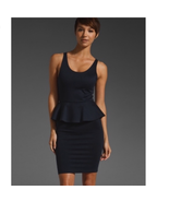 Alice + Olivia Employed Mini Dress Dark Blue Size 2 Peplum Sleeveless Bo... - £42.70 GBP
