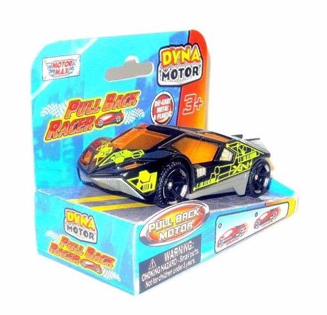 DYNA MOTOR, PULL BACK RACER BLACK/GREEN MOTORMAX DIECAST CAR COLLECTOR&#39;S... - $24.35