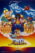 1992 Walt Disneys Aladdin Movie Poster Print Jasmine Genie Jafar Abu  - £6.01 GBP