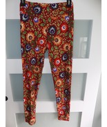 Lularoe Burgundy W/Flower Print Leggings Size OS Women&#39;s - $354.00 MXN