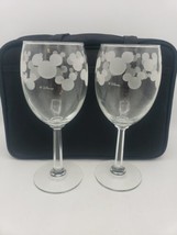 2 Disney Mickey Mouse Frosted Head Ears Etched  Wine Glass - $23.36