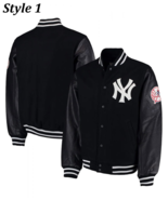 Men&#39;s  NY Yankees Black  Wool &amp; Leather Jacket - $149.99