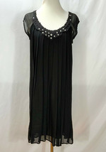 MISS SIXTY Black Studded Neckline Layered Chiffon + Knit Dress Size S - £23.50 GBP