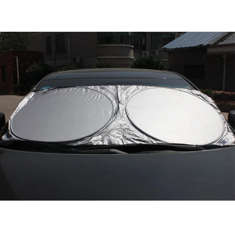 Car Windshield Sunshade - Silver Coated Cloth, UV Protection, Front and Rear W - £12.80 GBP