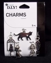 Cousin DIY silver tone CHARMS CATS 5 pcs NEW - $4.50