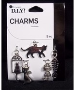 Cousin DIY silver tone CHARMS CATS 5 pcs NEW - $83.88 MXN