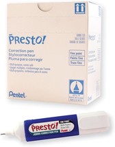 Pentel Presto! Jumbo Correction Pen, Fine Point, Metal Tip, Box Of 12 (Zl31-W) - £35.55 GBP