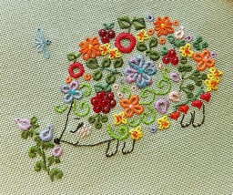 Hedgehog Cross Stitch flowers pattern pdf - Funny Hedgehog Embroidery woodland - £4.31 GBP