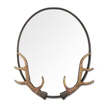 SPI Home Bronze Finish Cast Iron Antler Oval Mirror 26 X 21.5 - £154.25 GBP