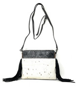 Handcrafted Genuine Leather Western Cowhide Womens Fringe Clutch Crossbo... - £37.45 GBP