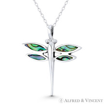 Dragonfly Insect Charm Mother-of-Pearl Solid 925 Sterling Silver 31x27mm Pendant - £23.02 GBP+