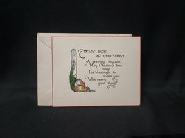 Unused Early 1900&#39;s Christmas Greeting Card &amp; Envelope &quot;To My Son At Chr... - $11.56
