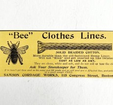 Bee Clothes Lines 1894 Advertisement Victorian Samson Cordage Boston 4 A... - $14.99
