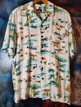 George Hawaiian Shirt Rayon Flying Fish Size XL Palms Tiki Boats - $10.00