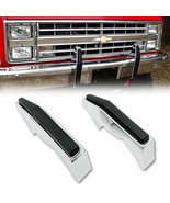 Front Chrome Steel &amp; Black Pad Bumper Guards Pair for 1973-80 Chevy &amp; GM... - $404.67 CAD