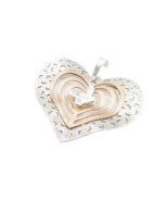 925 Sterling Silver  Shiny Two Tone Butterfly Love Heart Drop Pendant  PT8688 - $54.04