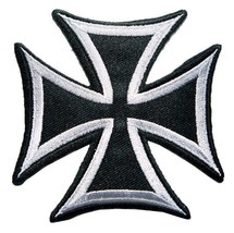 Maltese Cross Choppers Signs Symbols 7.5&quot; Large Back Patch Embroidered Iron On - £23.80 GBP