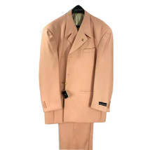 Stacy Adams Men&#39;s Suit Peach 2 Piece Single Breasted Pleated Front Sizes 46R-46L - £121.78 GBP