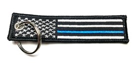 Thin Blue Line USA Flag Key Chain Key Tag, Police Back The Blue - $8.90
