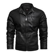 Men 2022 Winter Casual Motorcycle Fleece Leather Jacket Men Autumn  Biker PU Lea - £163.85 GBP