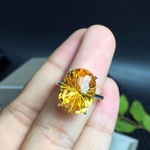 Natural Brazilian citrine ring, the most dazzling gemstone ring, the lady&#39;s favo - £63.45 GBP