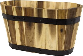 Avera Products | Oval Wood Barrel Planter, 15&quot; x 8.5&quot; x 8&quot; Plant Pot - £18.67 GBP