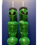 X2 Sci Fi Alien Drinking Green Cup Tumbler 1997 Kennywood Theme Park Rar... - $24.74