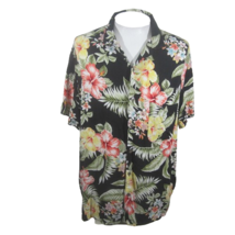 George Men Hawaiian camp shirt pit to pit 27 XL aloha luau tropical floral rayon - £15.78 GBP