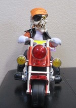 Happy Halloween Bad To The Bone Skeleton Riding Motorcycle Halloween Decor 14&quot; - £33.83 GBP