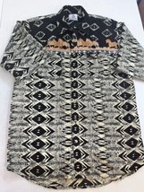Real Work Wear Western Shirt  Horse PrintMens Large Geometric Button Up - $14.89