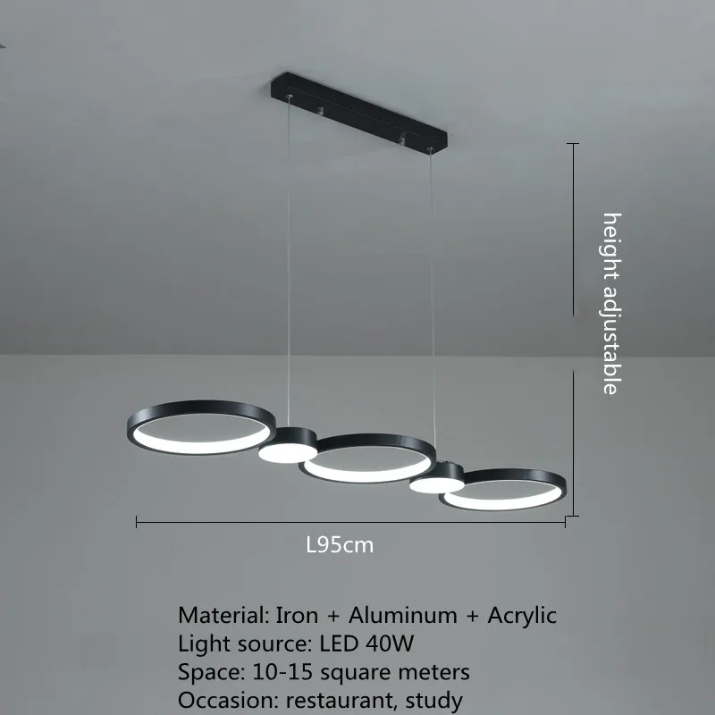  Minimalist Black Long Acrylic Chandelier Creative Restaurant Study LED Pendant  - £167.51 GBP