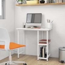 Computer Desk White 80x40x72 cm MDF and Metal - £37.36 GBP