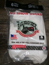 Railroad Sock ~ 6-Pair White No-Show Socks ~ Sock Size 10-13 Shoe Size 6-12 - $23.78
