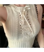 Sleeveless Bow Ribbon Knit Crop Top | Women Top Cute #421 - $754.18 MXN
