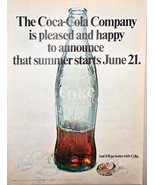 COCA-COLA-Summer starts June 21st-Bottle Coke-Goes better with coke-1968... - €10,34 EUR