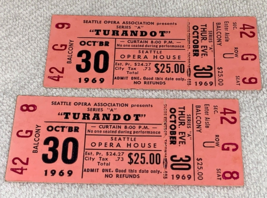 TURANDOT 1969 ORIGINAL TICKETS SEATTLE OPERA HOUSE BIRGIT NILSSON Epheme... - $24.98