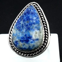 Natural Lapis Lazuli  Smooth Pear Gemstone Handmade Ring Gift Jewelry Size 5.5 - £5.08 GBP