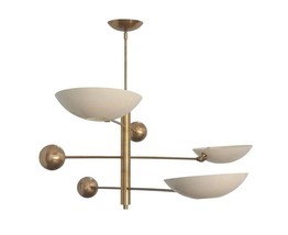 3 Light Mid Century Modern Sputnik Raw Brass chandelier Ceiling light Fixture - £328.72 GBP