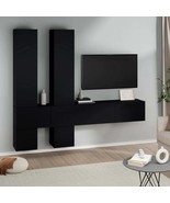 Wall-mounted TV Cabinet Black Engineered Wood - £226.15 GBP