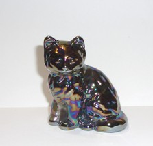 Mosser Glass Titanium Carnival Iridized Persian Cat Kitten Figurine Made... - $36.38